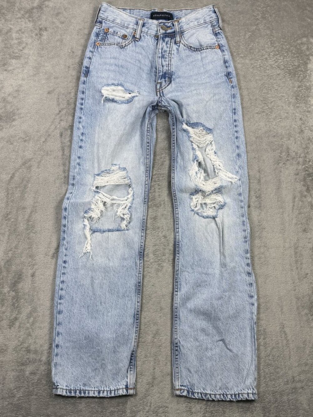 90s Baggy Aeropostale Ripped Light Wash Jeans Womens 000R Distressed Skater